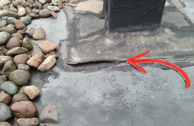 Bryant Roof - Ventilation duct boot edge gap due to glue failure. Found and patched Fall 2015 | Explore Superior©