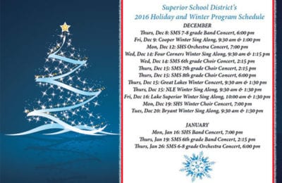 Superior Schools Holiday Program Schedule | Explore Superior