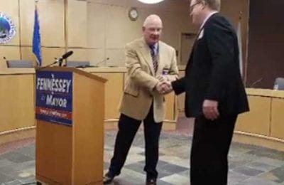 Mayor Bruce Hagen endorsed Brent Fennessey for mayor on March 23rd in Council Chambers