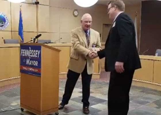 Mayor Bruce Hagen endorsed Brent Fennessey for mayor on March 23rd in Council Chambers